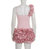 Sexy Strappy Dress With 3D Ruffled and Voluminous Skirt
