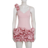 Sexy Strappy Dress With 3D Ruffled and Voluminous Skirt