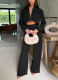 Stylish Zippered Cardigan Long-sleeved Top and Cargo Pants Set