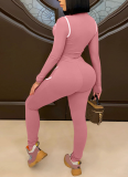 Stylish Color-blocked Long-sleeved Slim-fit Casual Sportswear Set