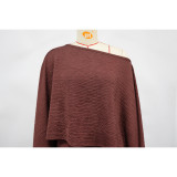 Stylish Pleated One-shoulder Top and Trousers Solid Color Casual Set