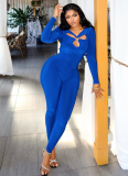 2025 Solid Color Hollow Out Metal Ring Tight-fitting Bodysuit