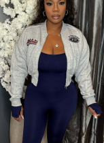 Stylish Fleece-lined Zippered Embroidered Casual Sweatshirt/Baseball Jacket/Coat