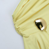 Sexy Hollow-Out One-Shoulder Long-Sleeve Slit Bodycon Dress