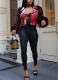 Stylish Patchwork Fur and Leather Short Biker Jacket/Top