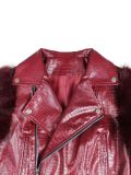 Stylish Patchwork Fur and Leather Short Biker Jacket/Top