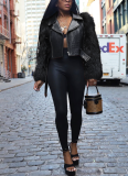 Stylish Patchwork Fur and Leather Short Biker Jacket/Top