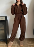 New Stylish Long-sleeved Jumpsuit With A Half-buttoned Front and Elasticated Waist