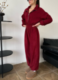 New Stylish Long-sleeved Jumpsuit With A Half-buttoned Front and Elasticated Waist