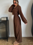 New Stylish Long-sleeved Jumpsuit With A Half-buttoned Front and Elasticated Waist
