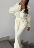 New Stylish Long-sleeved Jumpsuit With A Half-buttoned Front and Elasticated Waist