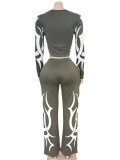 Autumn/Winter Fashionable Casual Sporty Printed Color-Blocked Set