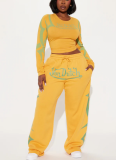 Autumn/Winter Fashionable Casual Sporty Printed Color-Blocked Set