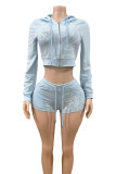 2025 Fashionable Slim-Fit Printed Zip-Up Cardigan and Shorts Set