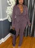 2025 Autumn/Winter New Collection Striped Two-Piece Set