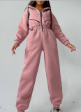 2025 Fashionable Sporty Casual Hooded Jumpsuit
