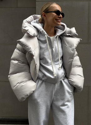 2025 Solid Color Short Hooded Cotton Padded Jacket/Coat