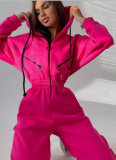 2025 Fashionable Sporty Casual Hooded Jumpsuit