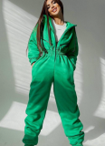 2025 Fashionable Sporty Casual Hooded Jumpsuit