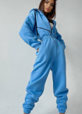 2025 Fashionable Sporty Casual Hooded Jumpsuit