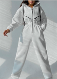 2025 Fashionable Sporty Casual Hooded Jumpsuit