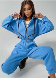 2025 Fashionable Sporty Casual Hooded Jumpsuit