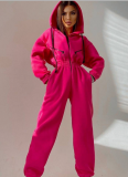 2025 Fashionable Sporty Casual Hooded Jumpsuit