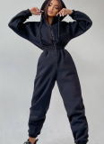 2025 Fashionable Sporty Casual Hooded Jumpsuit