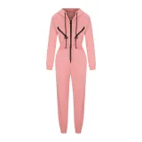 2025 Fashionable Sporty Casual Hooded Jumpsuit