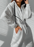 2025 Fashionable Sporty Casual Hooded Jumpsuit