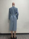 Stylish Long-sleeved Loose-fitting Denim Trench Coat/long Jacket