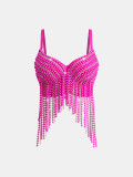 Fishbone Corset with Heavy Embellishments Beading Rhinestones and Tassel Straps (Tank Top/Vest)
