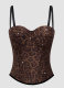 Sexy Leopard Print Stretchable Shaping Corset Top With Rhinestones