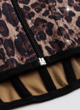 Sexy Leopard Print Stretchable Shaping Corset Top With Rhinestones