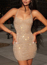 2025 Sexy Halter Neck Slim-Fit Waist-Cinching Bodycon Dress