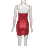 2025 Sexy Halter Neck Slim-Fit Waist-Cinching Bodycon Dress