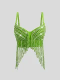 Fishbone Corset with Heavy Embellishments Beading Rhinestones and Tassel Straps (Tank Top/Vest)