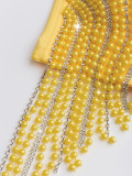 Fishbone Corset with Heavy Embellishments Beading Rhinestones and Tassel Straps (Tank Top/Vest)