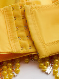 Fishbone Corset with Heavy Embellishments Beading Rhinestones and Tassel Straps (Tank Top/Vest)