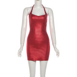2025 Sexy Halter Neck Slim-Fit Waist-Cinching Bodycon Dress