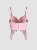 Fishbone Corset with Heavy Embellishments Beading Rhinestones and Tassel Straps (Tank Top/Vest)