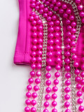 Fishbone Corset with Heavy Embellishments Beading Rhinestones and Tassel Straps (Tank Top/Vest)