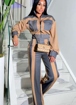 Stylish Sweatshirt and Denim Patchwork Long-sleeved Top and Pants Set