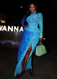 2025 Fashionable Round Neck Printed Long-Sleeved Waist-Cinching Slit Hem Bodycon Dress