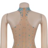Sexy Sheer Mesh Rhinestone Embellished Bodycon Dress
