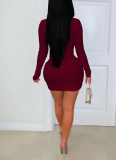 Sexy Deep V-neck Bodycon Dress With Snake-shaped Accessories