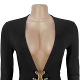 Sexy Deep V-neck Bodycon Dress With Snake-shaped Accessories