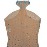 Sexy Sheer Mesh Rhinestone Embellished Bodycon Dress