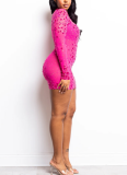 Sexy Sheer Mesh Rhinestone Short Dress