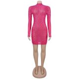 Sexy Sheer Mesh Rhinestone Short Dress